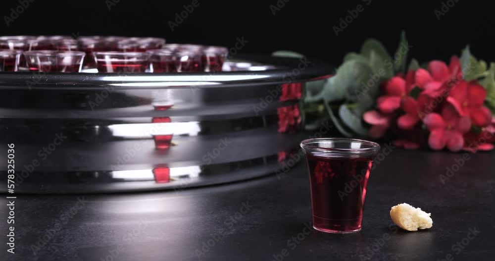 Video Stock Taking communion concept - the wine and the bread symbols ...