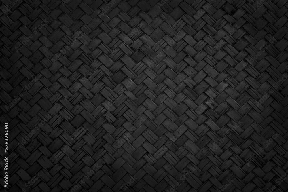 Old black bamboo weave texture background, pattern of woven rattan mat in vintage style. Old black bamboo weave texture background, pattern of woven rattan mat in vintage style.