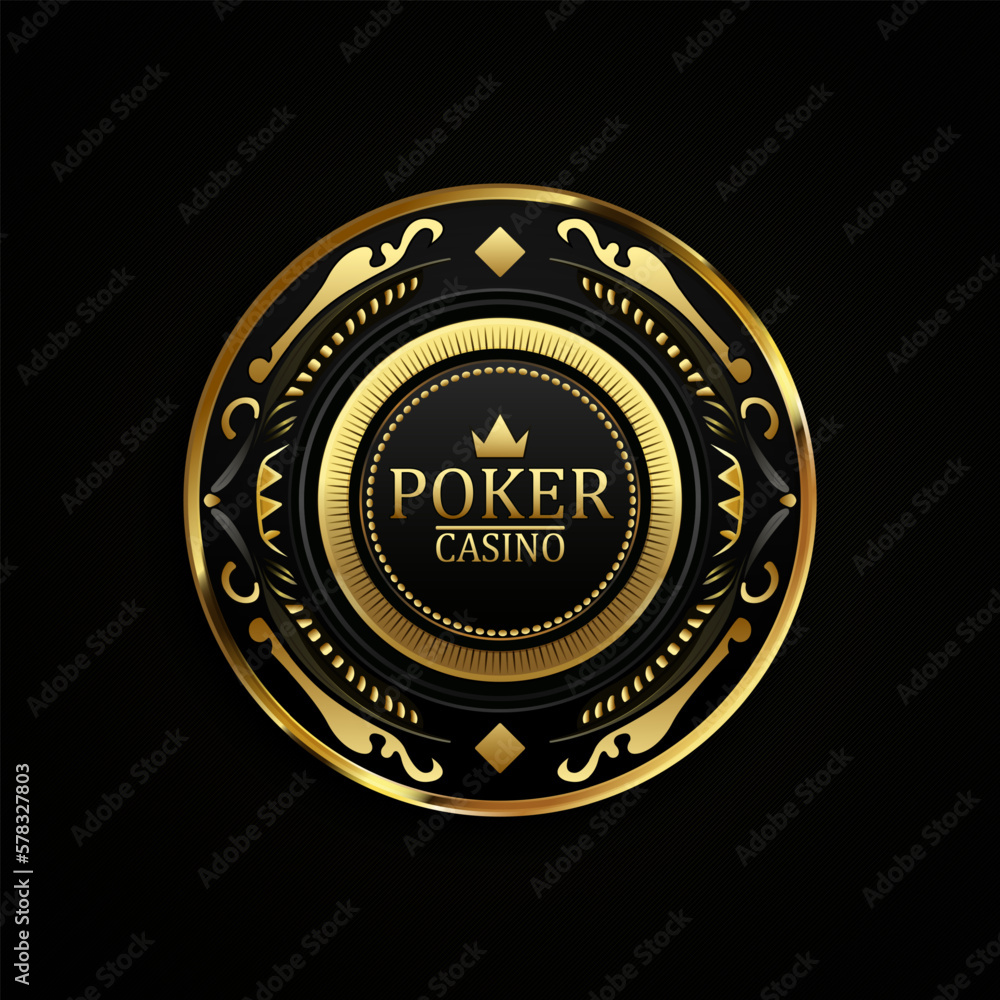 Vector Casino Chip logo, poker chip gold and black vector illustration Vector Casino Chip logo, poker chip gold and black vector illustration