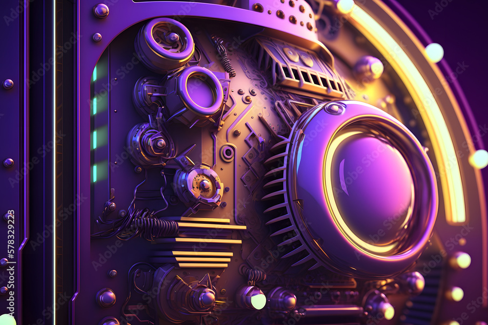 Colorful steampunk technology background. Generative AI