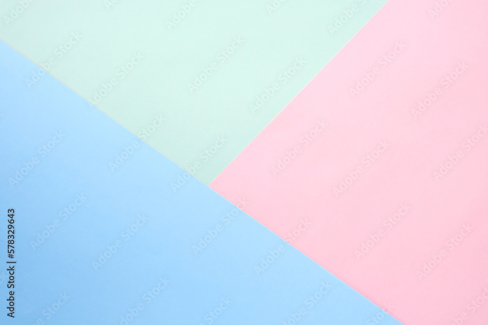 Abstract geometric paper background. Blue, pink and pale green. Flat lay, top view, copy space. Abstract geometric paper background. Blue, pink and pale green. Flat lay, top view, copy space.