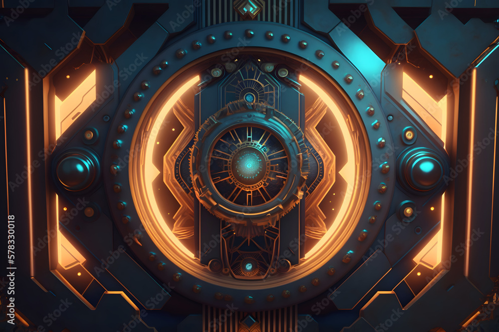 Fototapeta premium Abstract steampunk technology background. Generative AI