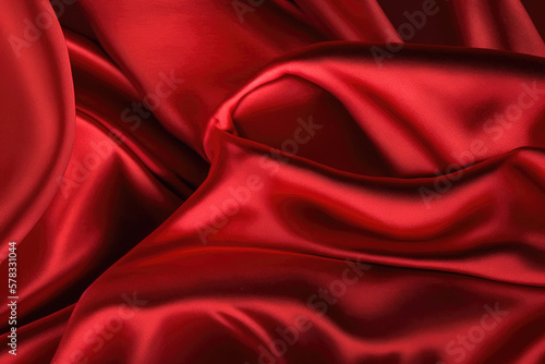 Texture of Red Silk Fabric. Generative AI