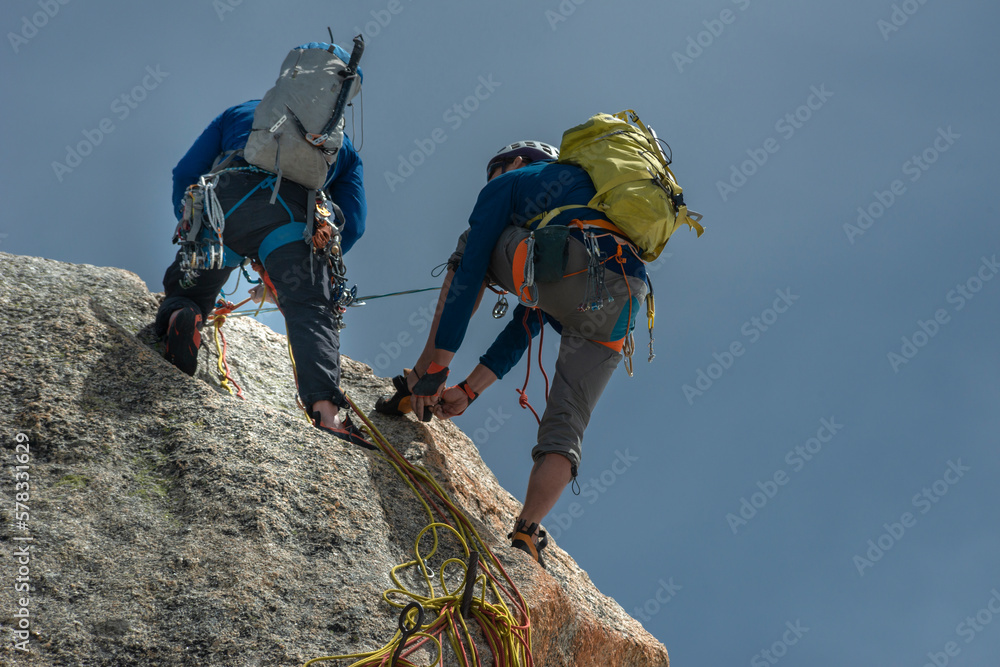 Obraz premium Climbers at Aiguille du Midi, Mont Blanc France