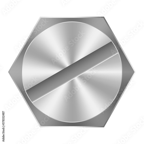 Metal screw head. Construction hardware. Tool for building and repairs. Vector element construction industry. Vector illustration