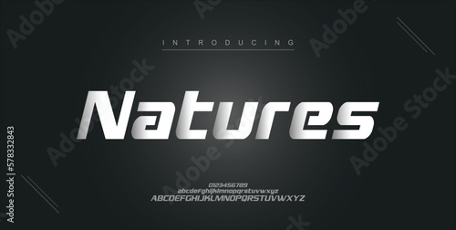 Natures digital modern alphabet new font. Creative abstract urban, futuristic, fashion, sport, minimal technology typography. Simple vector illustration with number
