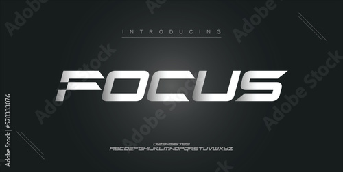 Focus digital modern alphabet new font. Creative abstract urban, futuristic, fashion, sport, minimal technology typography. Simple vector illustration with number
