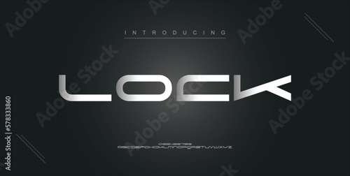 Lock digital modern alphabet new font. Creative abstract urban, futuristic, fashion, sport, minimal technology typography. Simple vector illustration with number