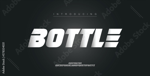 Bottle digital modern alphabet new font. Creative abstract urban, futuristic, fashion, sport, minimal technology typography. Simple vector illustration with number