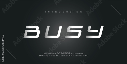 Busy digital modern alphabet new font. Creative abstract urban, futuristic, fashion, sport, minimal technology typography. Simple vector illustration with number