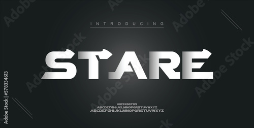 Stare digital modern alphabet new font. Creative abstract urban, futuristic, fashion, sport, minimal technology typography. Simple vector illustration with number