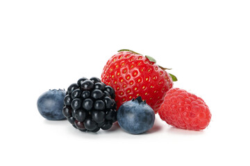 Group of fresh berries isolated on white background