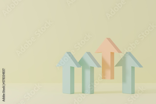 Free Download Red arrow floating over green arrow on yellow background. Unqiue and leader business success concept. 3d graphic rendering. - GFXLoad
