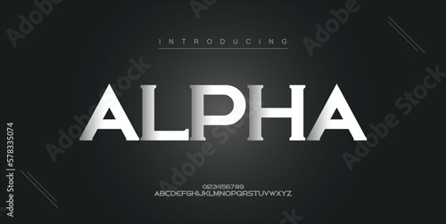 Alpha digital modern alphabet new font. Creative abstract urban, futuristic, fashion, sport, minimal technology typography. Simple vector illustration with number