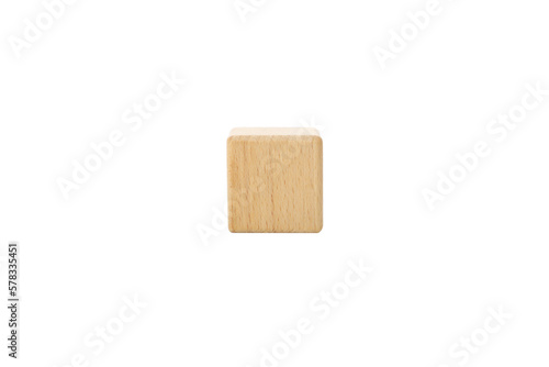 Blank wooden cube for different concepts, isolated on white background photo