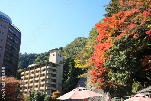 兵庫県神戸市北区：有馬温泉街の秋の風景