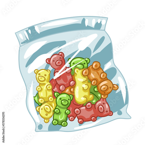 bag with marmalade with cannabis. marmalade vector bears