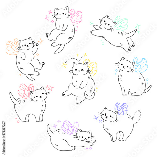 Collection of handdrawn cute cats
