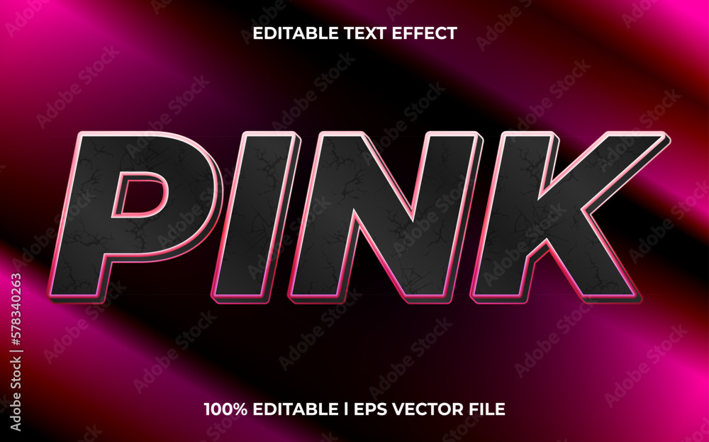 Pink 3d text effect and editable text, neon template 3d style use for game tittle