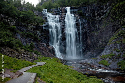 People, children enjoying the amazing views in Norway to fjords, mountains and other beautiful nature