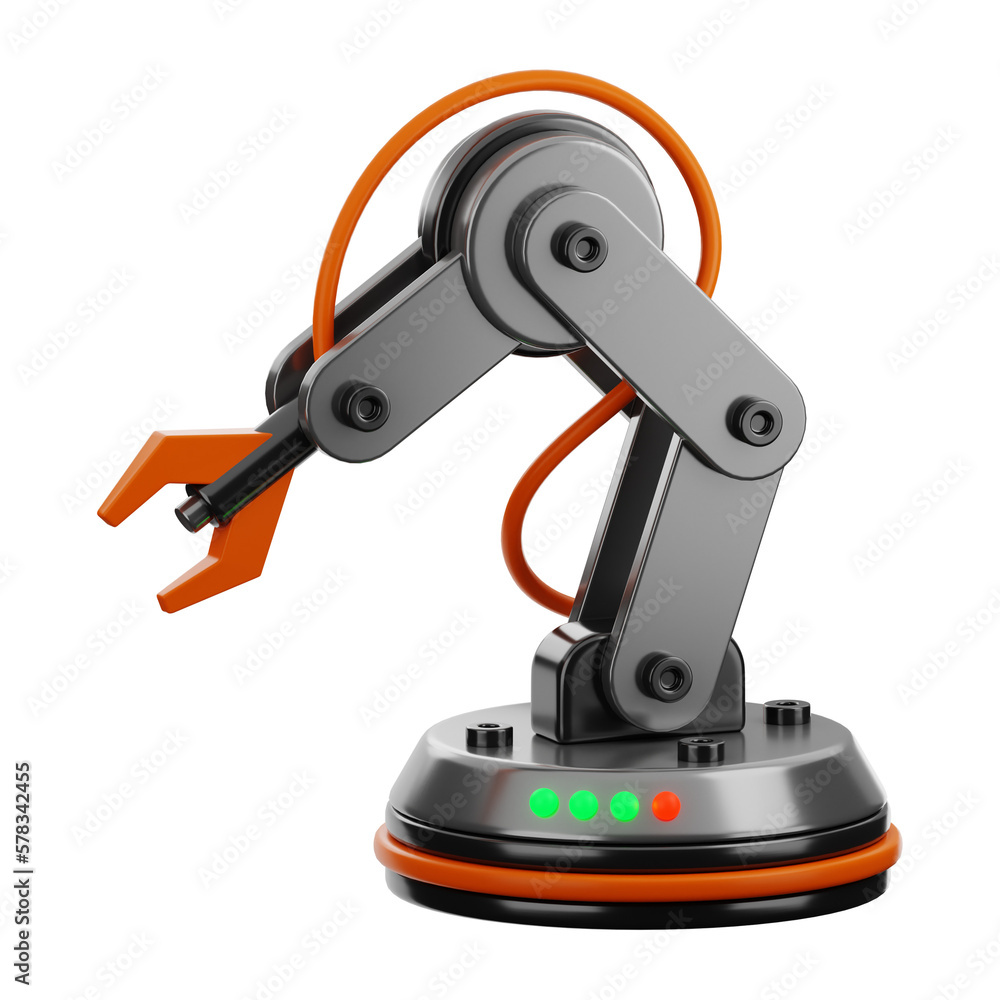 Premium robotic technology industrial arm icon 3d rendering on isolated background PNG Premium robotic technology industrial arm icon 3d rendering on isolated background PNG