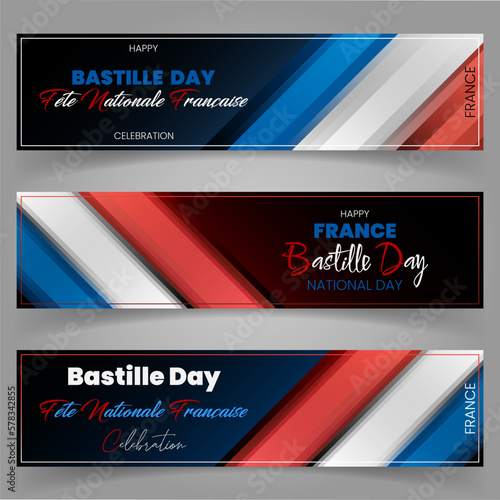Quadro em tela Bastille day, France National day, Web banners