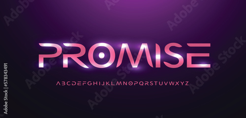 Promise font alphabet letters outline linear contour typography techno digital characters.