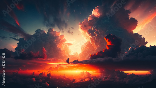Beautiful sunrise or sunset sky with clouds background