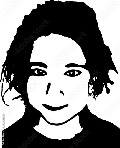 Graffiti stencil face. Little baby girl face stencil on a white background. Vector art