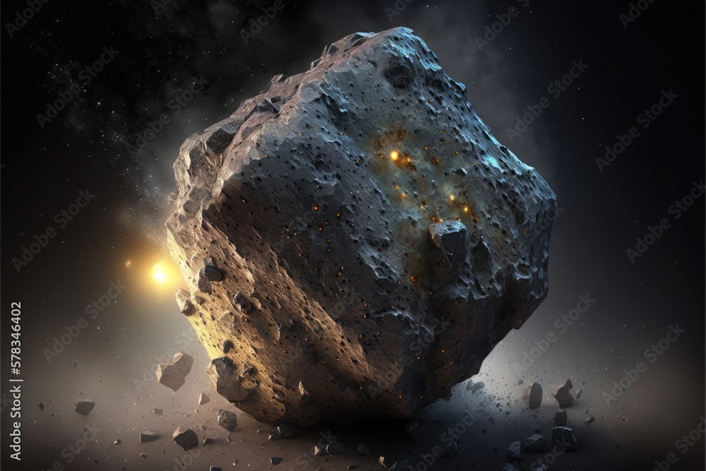 Falling hot smoking meteorite and debris on the surface. Generative AI illustration. Falling hot smoking meteorite and debris on the surface. Generative AI illustration.