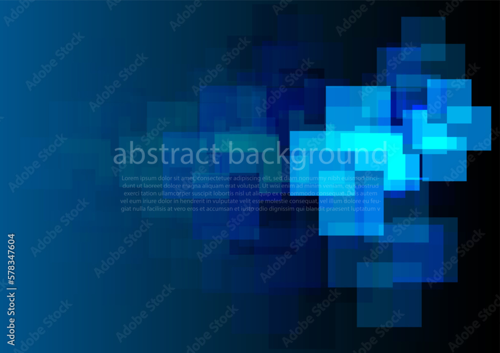 Abstract technology futuristic digital graphic concept square pattern with lighting glowing particles square elements on blue background. Vector illustration. Abstract technology futuristic digital graphic concept square pattern with lighting glowing particles square elements on blue background. Vector illustration.