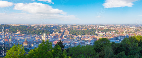 Morning Lviv City (Ukraine) panorama from "High Castle" Hill © wildman