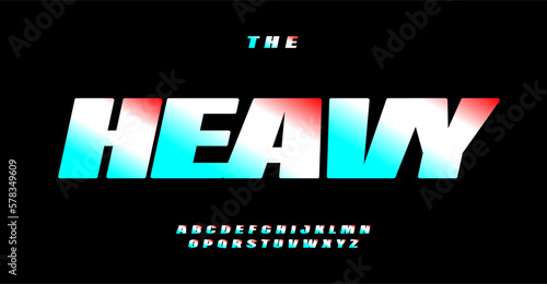 Heavy alphabet, fat font, bold sans serif italic letters, strong typeface for dynamic logo, power headline, automotive and sport typography, modern typographic design. Vector typeset