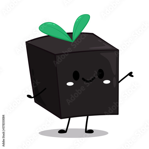 Grass jelly cartoon vector. Grass jelly isolate. Vector illustration of sweet dessert concept. 