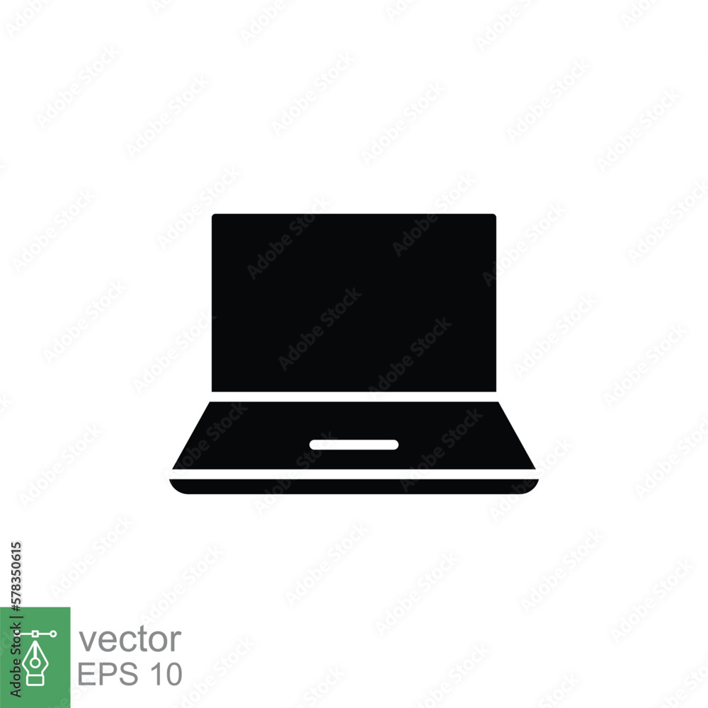 Fototapeta premium Laptop icon. Simple flat style. Notebook, computer, pc, desktop, portable device concept. Black silhouette symbol. Vector illustration isolated on white background. EPS 10.