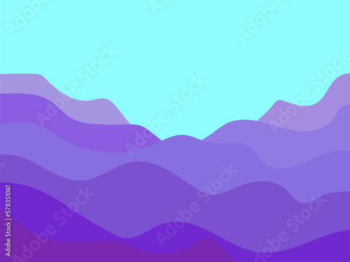 Wavy landscape in a minimalist style. Desert landscape with blue skies. Boho decor for prints, posters and interior design. Mid Century modern decor. Vector illustration