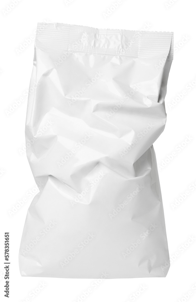 Crumpled blank paper bag package with creases isolated on transparent background Crumpled blank paper bag package with creases isolated on transparent background