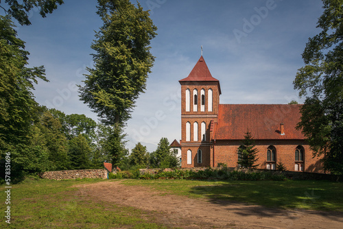 Gothic church in village Kuty, Masuria, Poland