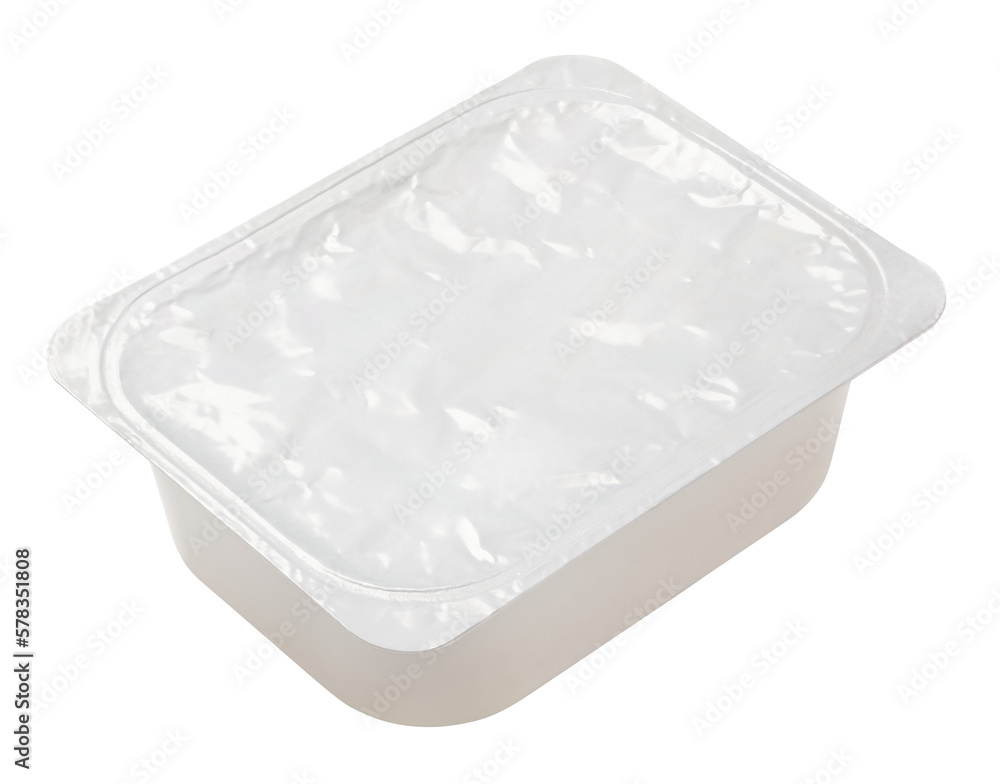 Blank of rectangular aluminum foil cover food tray isolated on transparent background Blank of rectangular aluminum foil cover food tray isolated on transparent background
