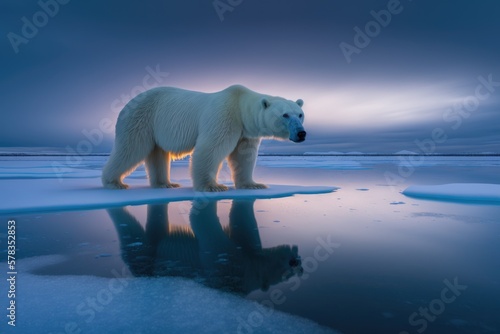Illustration of a wild animal - Polar bear  - Created with Generative ai