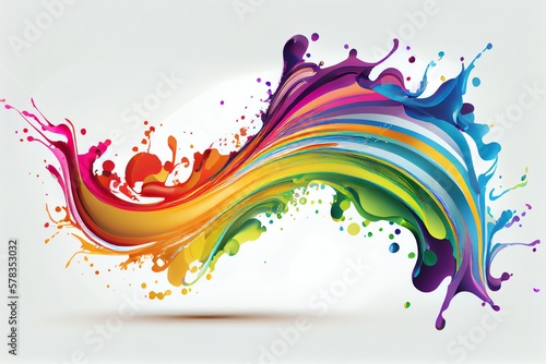 Rainbow Wave. Colorful Paint Splash. Isolated Design Element On The white Background. Generative AI
