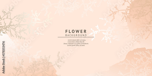 Elegant floral pattern with flower elements on a pastel beige pink background. Vector illustration with plant texture for cover, banner, advertisement, invitation, card, wallpaper