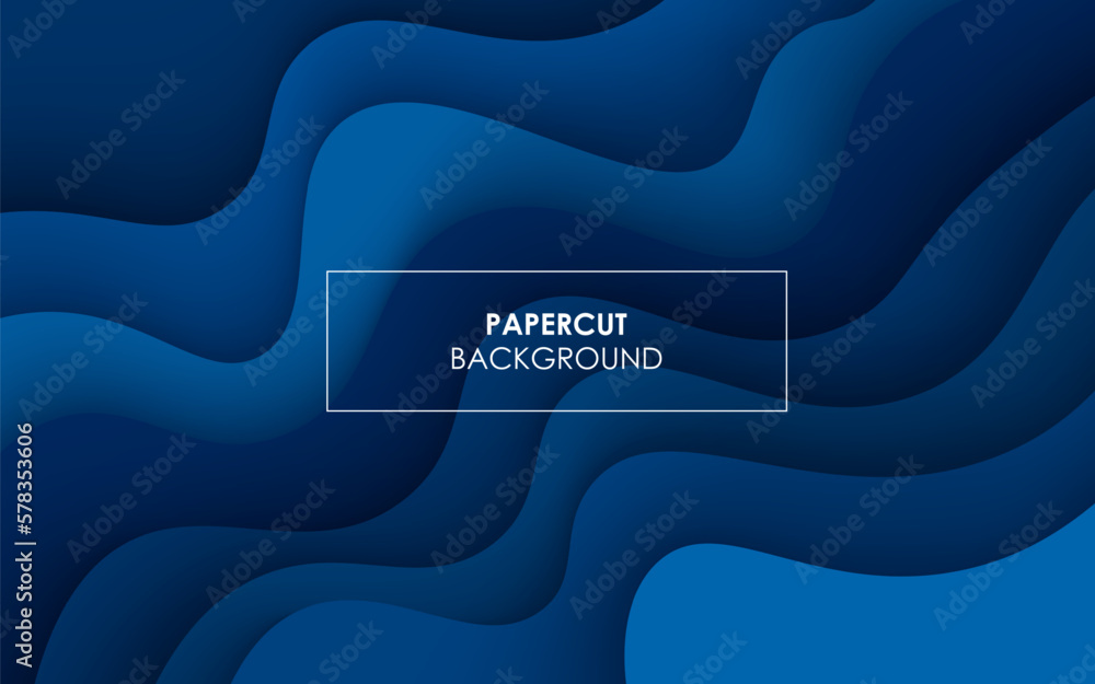 Multi layers blue texture 3D papercut layers in gradient vector banner ...