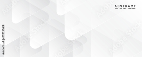 3D white geometric abstract background overlap layer on bright space with rounded triangles effect decoration. Graphic design element modern style concept for banner, flyer, card, cover, or brochure