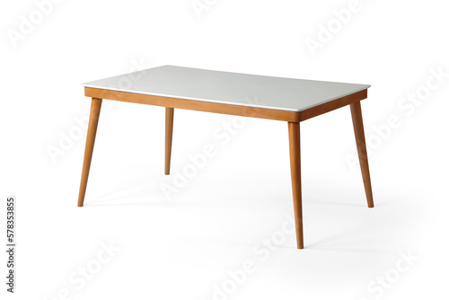 wooden table isolated on white background .dinning table .