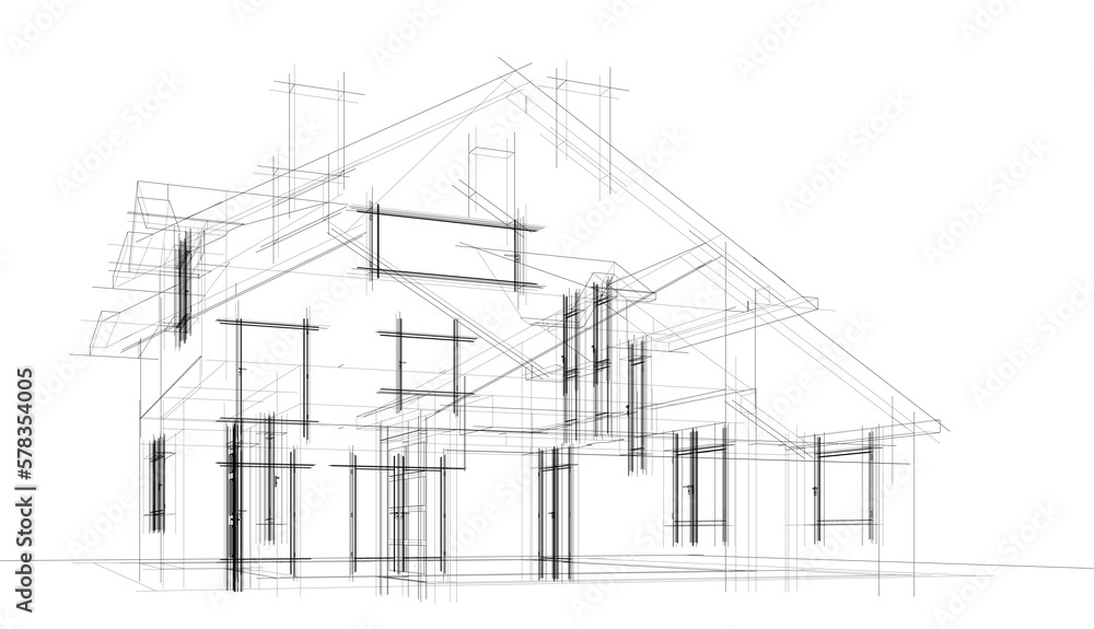 Sketch of a house 3d illustration Sketch of a house 3d illustration