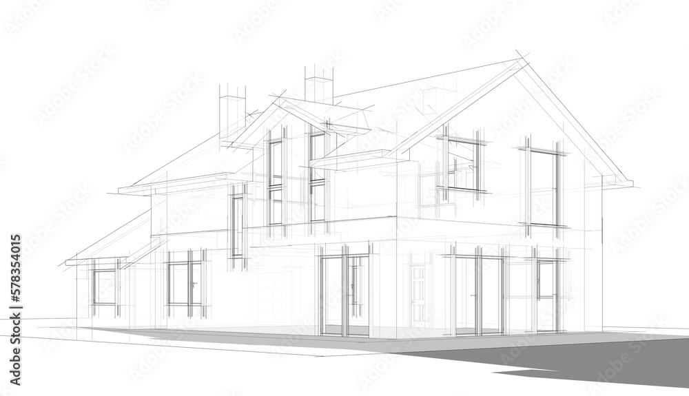 Sketch of a house 3d illustration Sketch of a house 3d illustration