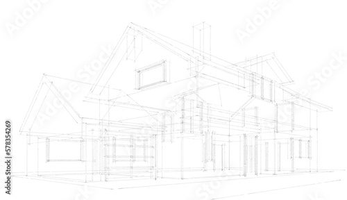 Sketch of a house 3d illustration