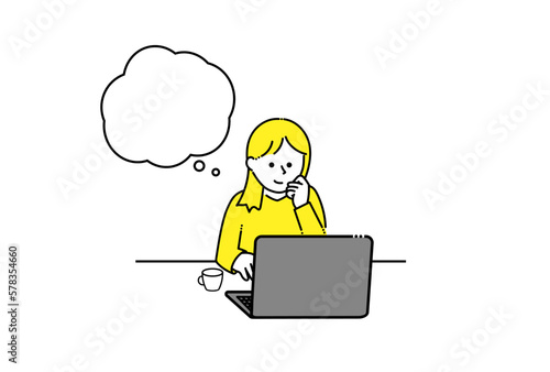 パソコンみて考える人