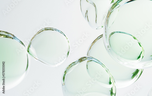 Fotografia クリーンな水滴のボール, 植物が映り込む透明な雫, 環境 エコ グリーン アブストラクト